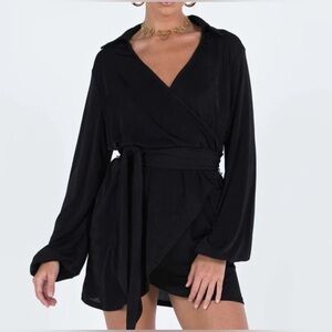 Princess Polly Black PARTY TIME Wrap Dress Size 4